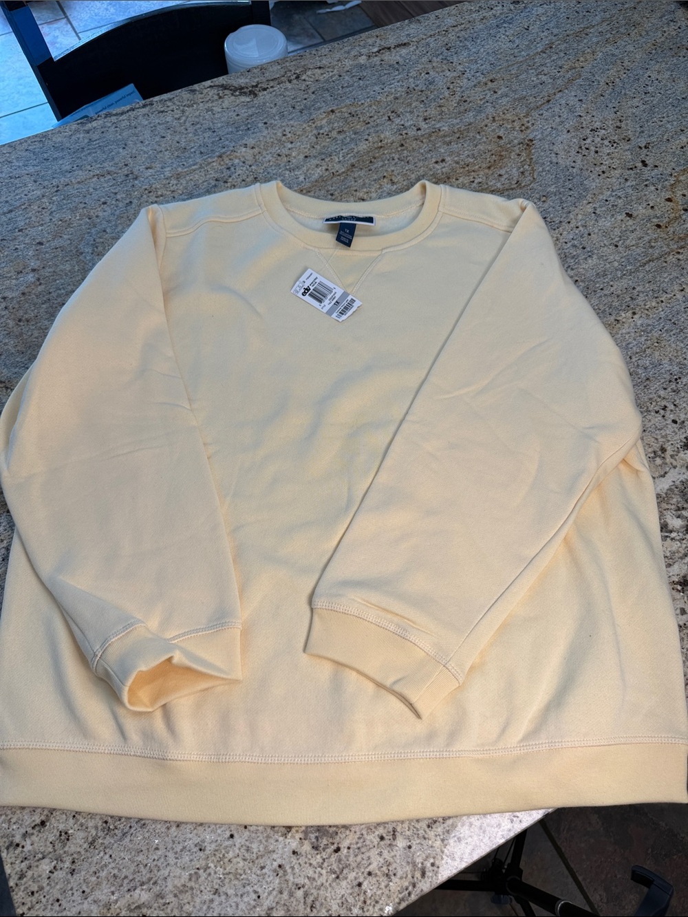 Karen Scott Light Yellow Crewneck Sweatshirt